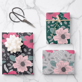 Papel de ajuste de patrón de flor conjunto de hoja