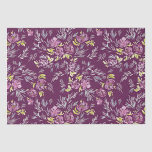 Papel de ajuste de patrón de flor púrpura acuarela