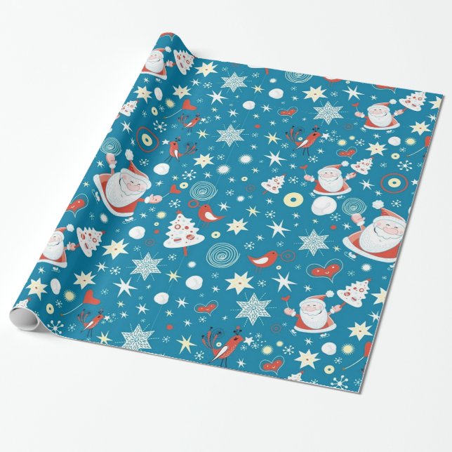 Papel de ajuste de patrón de Navidades Santa Cute (Desenrollado)