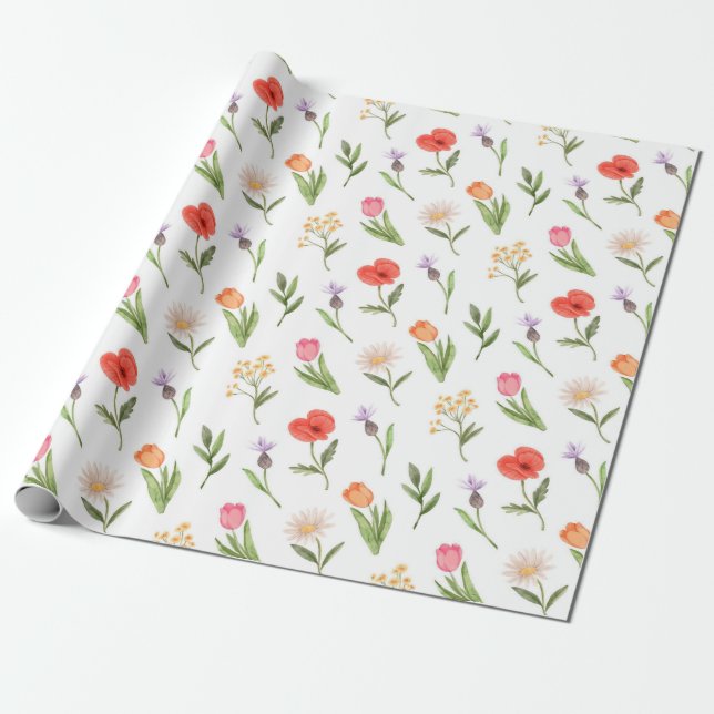 Papel de ajuste de patrón floral (Desenrollado)