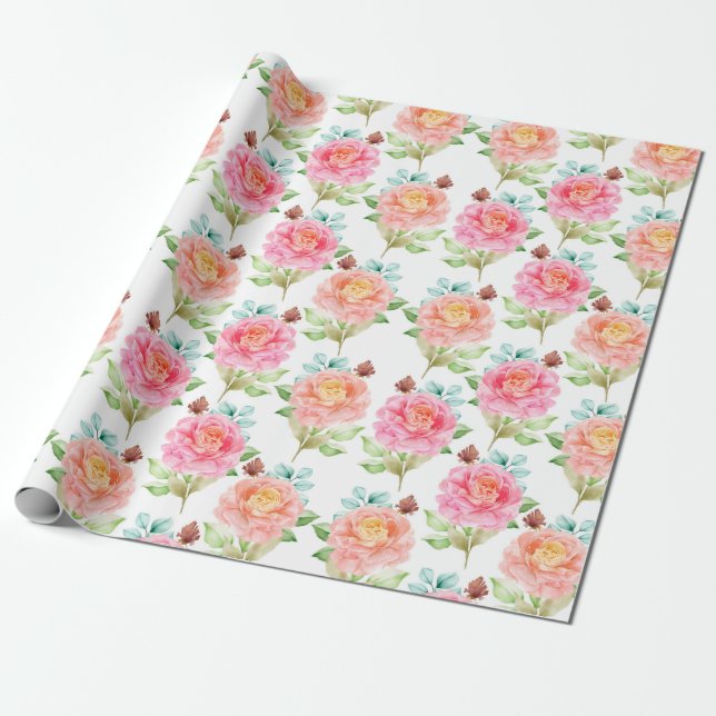 Papel de ajuste de patrón floral (Desenrollado)