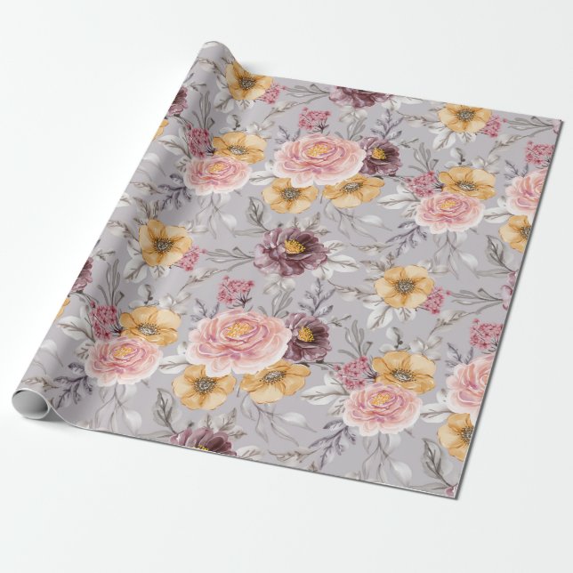 Papel de ajuste de patrón floral (Desenrollado)
