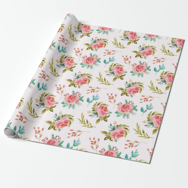 Papel de ajuste de patrón floral (Desenrollado)