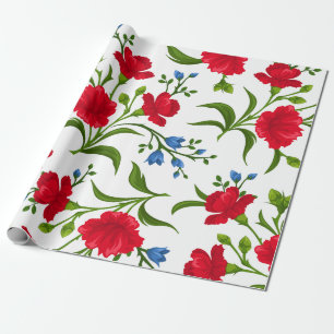 Papel de ajuste de patrón floral de amapola roja d