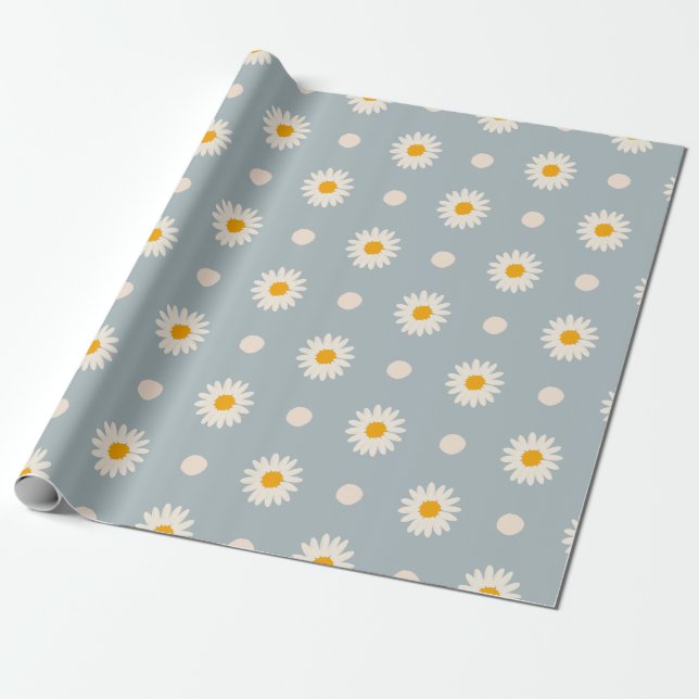 Papel de ajuste de patrón floral de margarita azul (Desenrollado)
