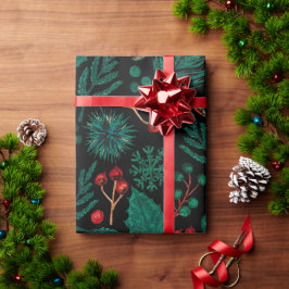 Papel de ajuste de patrón floral de Navidades acua