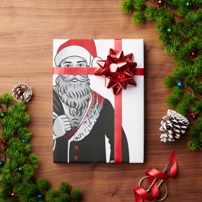 Papel de ajuste de patrón Santa Navidades de diseñ (Regalo de vacaciones)