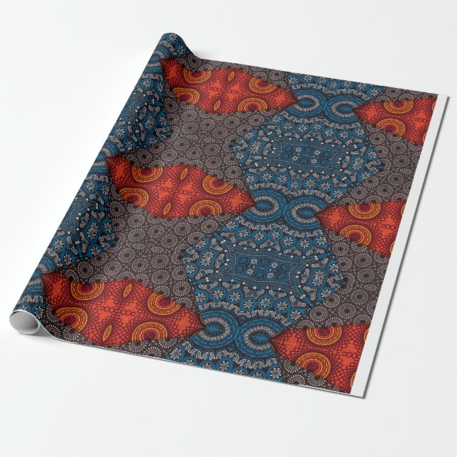 Papel de ajuste de patrón tribal africano audaz (Desenrollado)