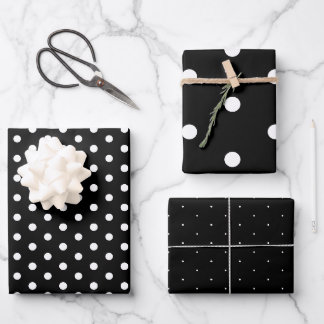 Papel de ajuste de puntos de polka blanco negro y
