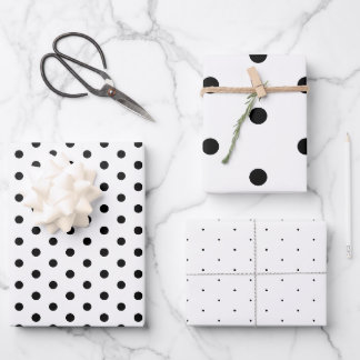 Papel de ajuste de puntos de polka blanco negro y