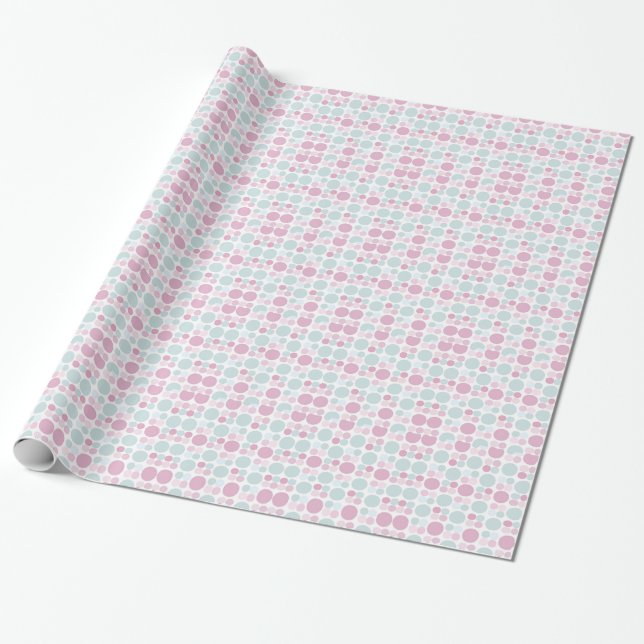 Papel de ajuste de puntos rosa y azul pálido (Desenrollado)