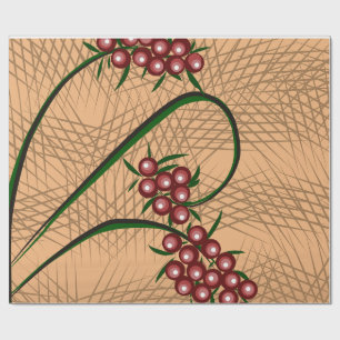 Papel de ajuste de regalo con patrón de cereza