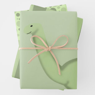Papel de ajuste de regalo de Baby Shower de dinosa