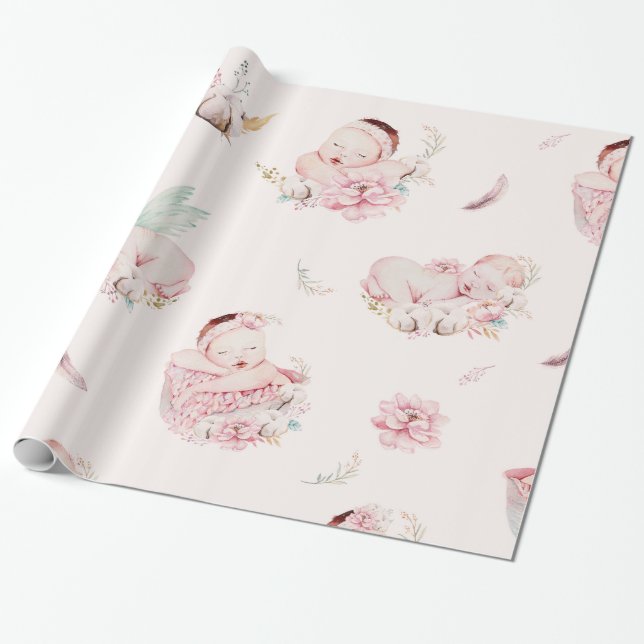 Papel de ajuste de regalo de Baby Shower para chic (Desenrollado)
