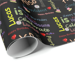 Papel de ajuste de regalo de cumpleaños feliz Luca