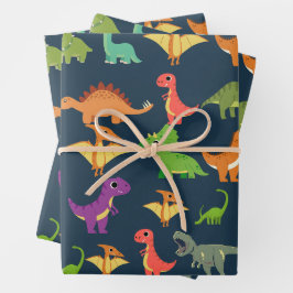 Papel de ajuste de regalo de dinosaurios