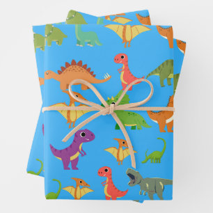 Papel de ajuste de regalo de dinosaurios