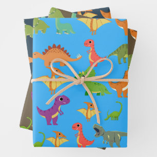 Papel de ajuste de regalo de dinosaurios