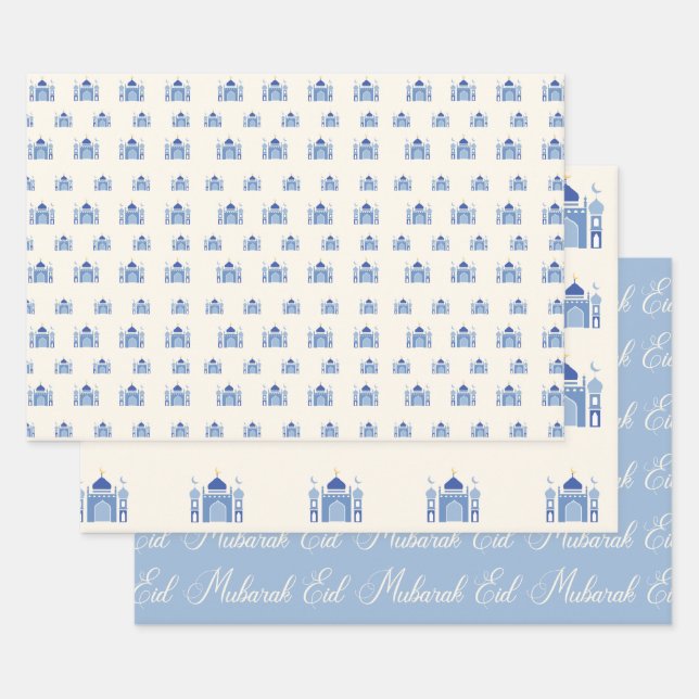 Papel de ajuste de regalo de Eid Mubarak moderno (Set)