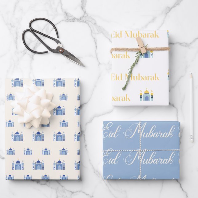 Papel de ajuste de regalo de Eid Mubarak moderno (Anverso)