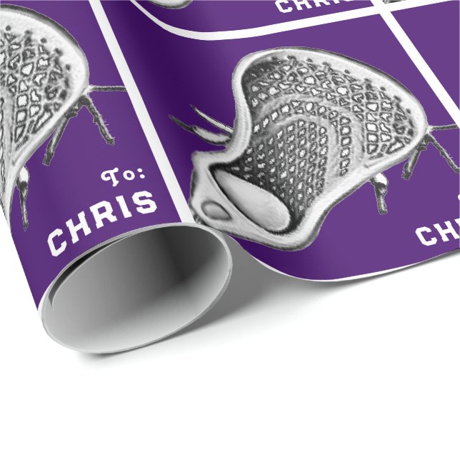 Papel de ajuste de regalo de Lacrosse personalizad (Esquina del rollo)