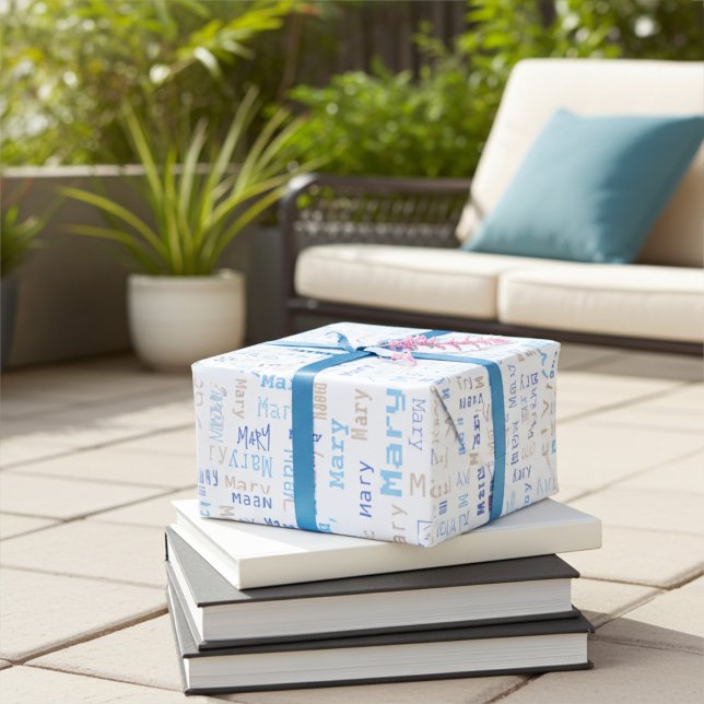 Papel de ajuste de regalo de nombre azul de person (Subido por el creador)