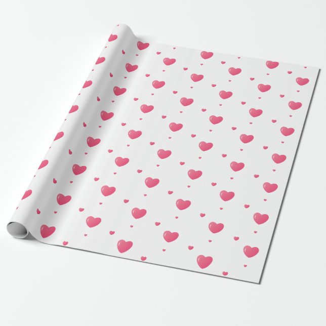 Papel de ajuste de regalo de patrón de corazón (Desenrollado)