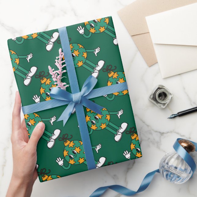 Papel de ajuste de regalo del patrón verde de jueg (Regalar)