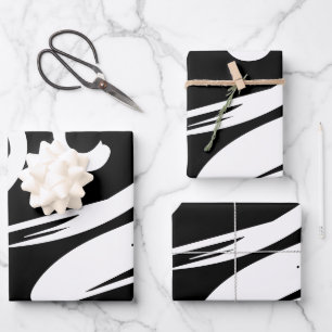 Papel de ajuste de regalo negro y blanco de cebra 