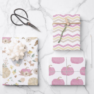 Papel de ajuste de regalo para calabaza rosa