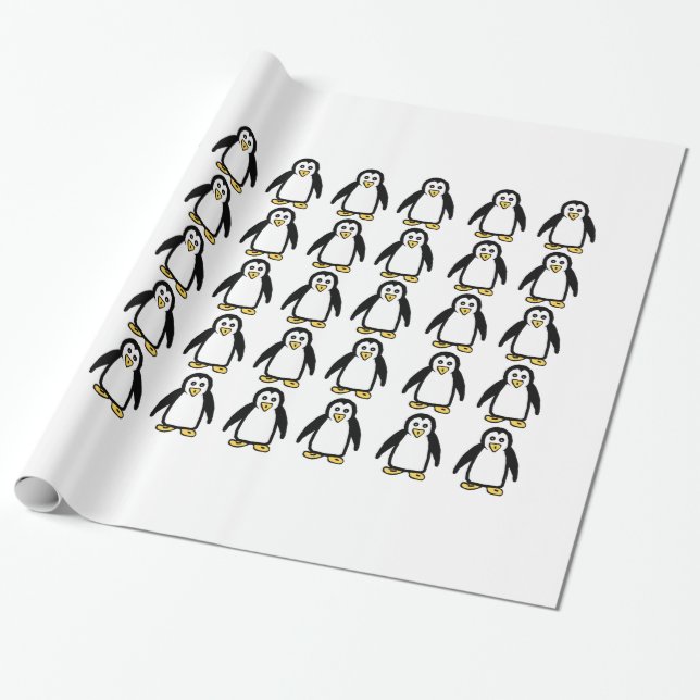 Papel de ajuste de regalo para pingüinos (Desenrollado)