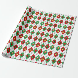 Papel de ajuste de regalo retro del patrón Argyle