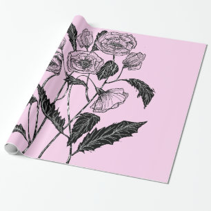 Papel de ajuste de regalo rosa con amapola - Tus c