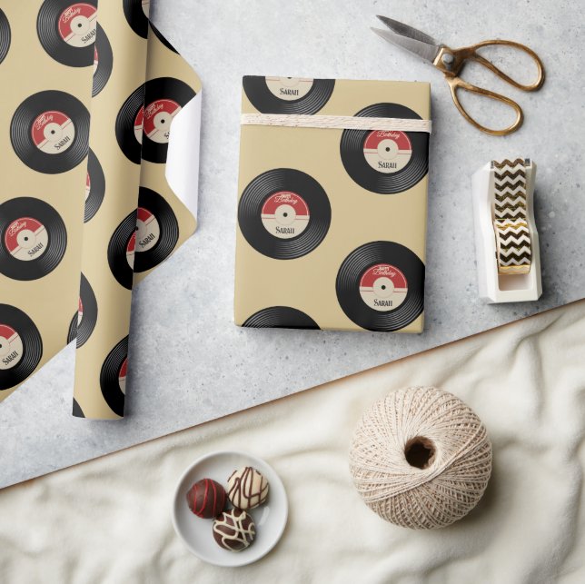 Papel de ajuste de registros de vinilo retro de no (Artesanía)