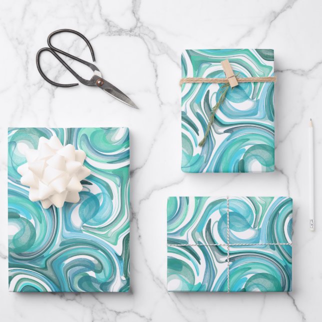 Papel de ajuste de Swirl Aqua (Anverso)