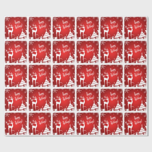 Papel de ajuste de vacaciones felices | Rojo, blan (Superficie plana)