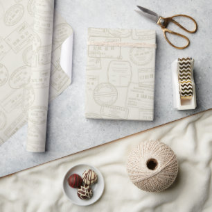 Papel de ajuste del patrón Beige del sello del pas