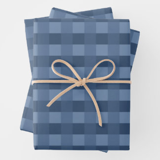 Papel de ajuste del patrón de Gingham azul de la M