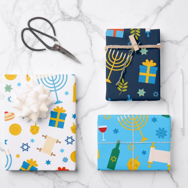 Papel de ajuste del patrón Hanukkah (Anverso)