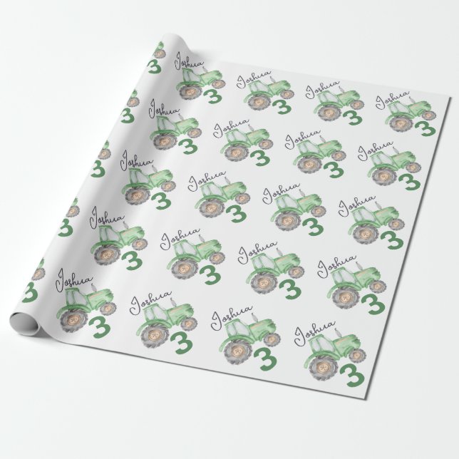 Papel de ajuste del tema del tractor verde persona (Desenrollado)