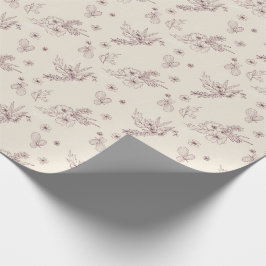 Papel de ajuste floral de crema de esténcil modern