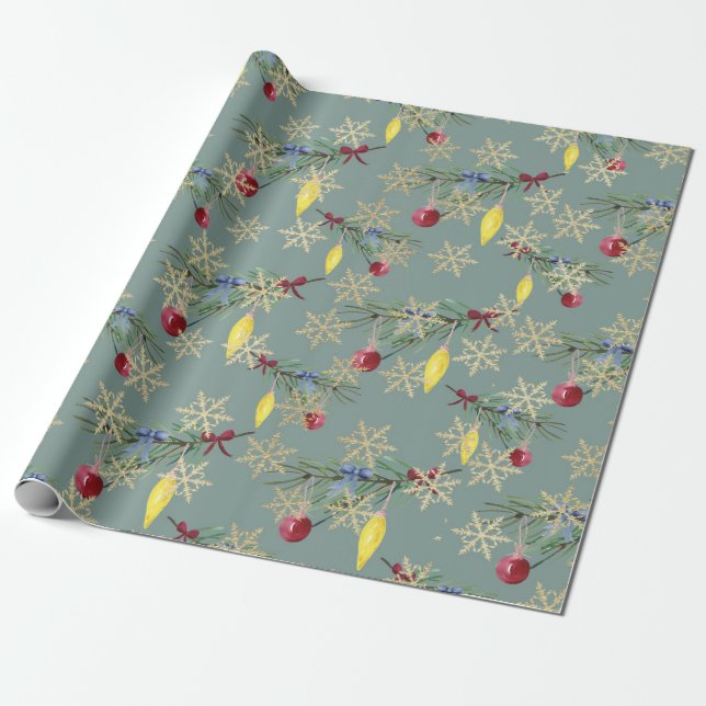 Papel de ajuste para Navidades de vacaciones retro (Desenrollado)