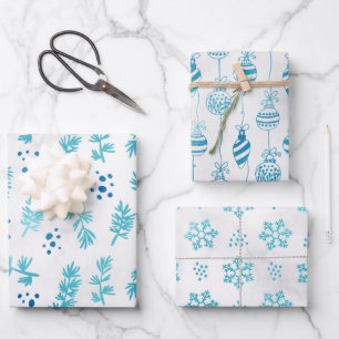 Papel de ajuste para Navidades helados azules de i