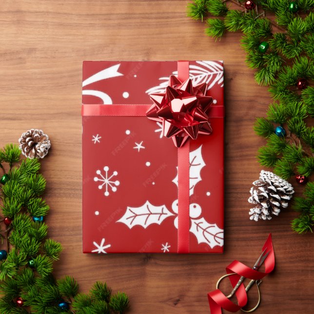 Papel de ajuste para Navidades rojos de 30"x6" (Regalo de vacaciones)