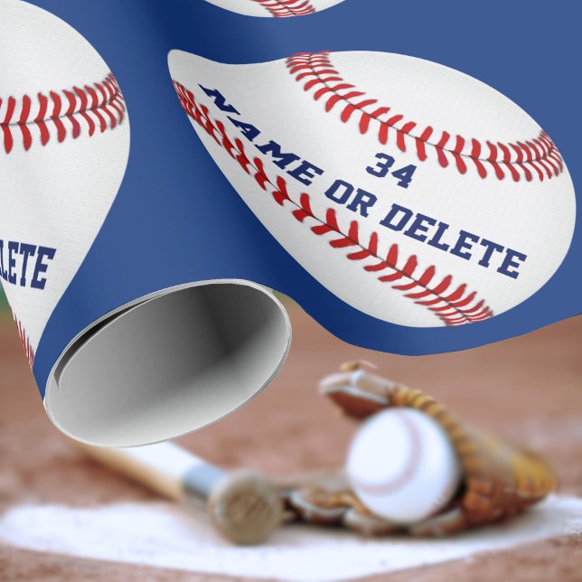 Papel de ajuste personalizado del béisbol TU TEXTO (Baseball Gift Wrapping Paper. Christmas Baseball Christmas Gift Wrapping Paper. Baseball themed.)