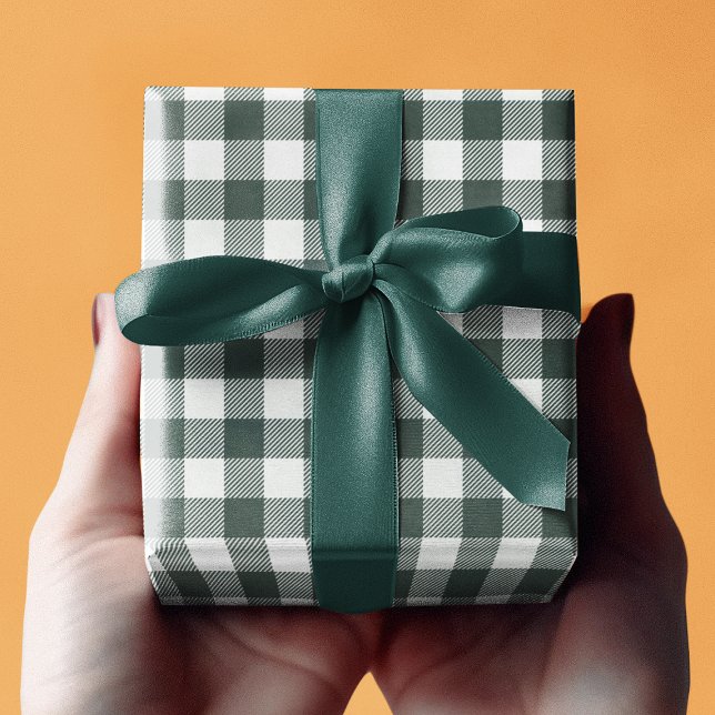 Papel de ajuste personalizado del patrón de planch (Green Plaid Pattern Personalized Wrapping Paper
)