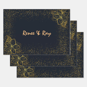 Papel de ajuste personalizado negro y oro