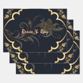 Papel de ajuste personalizado negro y oro