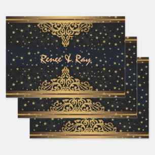 Papel de ajuste personalizado negro y oro 