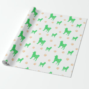 Papel de ajuste Shiba Inu - Regalo verde mínimo
